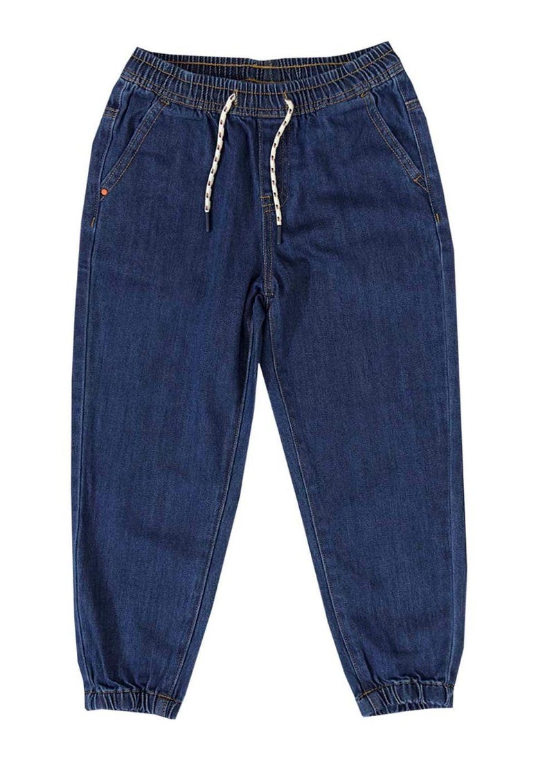 Kids' 100% Cotton Denim Joggers - Elastic Waist, Comfortable