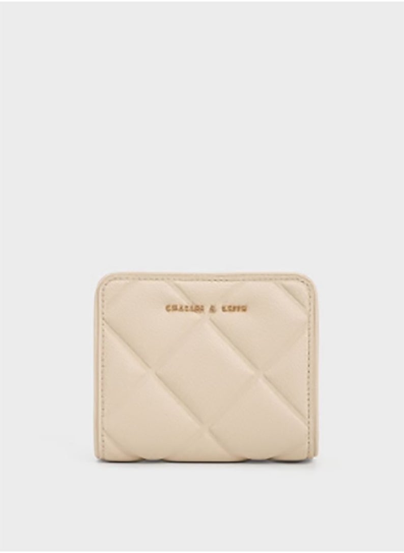 CHARLES & KEITH Anwen Quilted Zip-Around Wallet - Beige