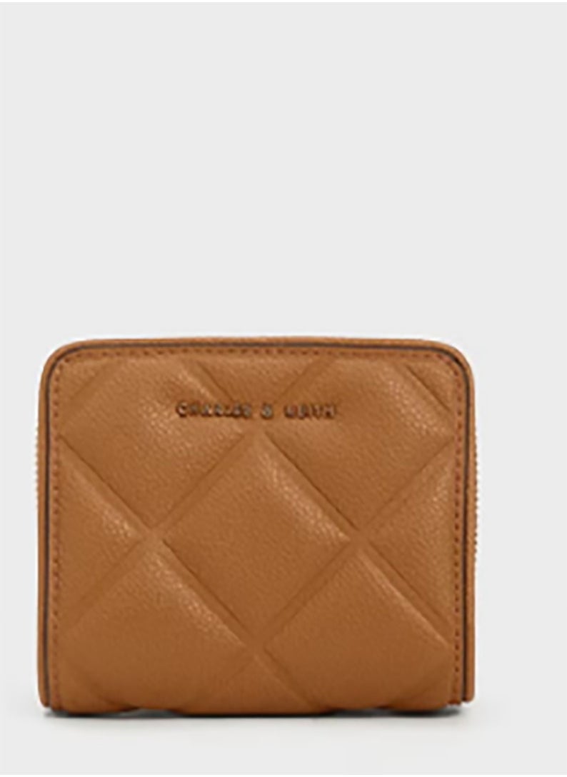 CHARLES & KEITH Anwen Quilted Zip-Around Wallet - Brown