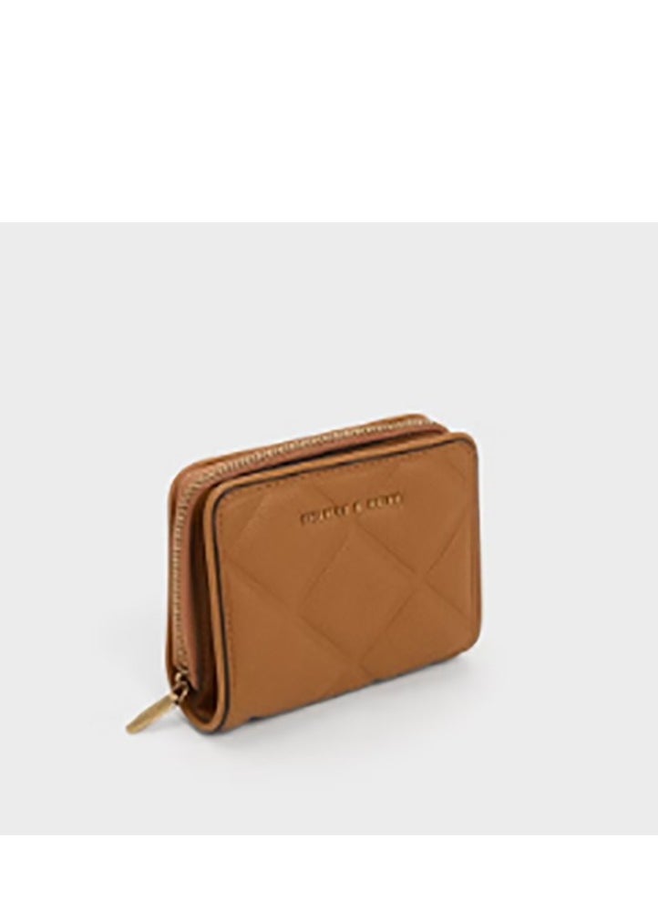 CHARLES & KEITH Anwen Quilted Zip-Around Wallet - Brown