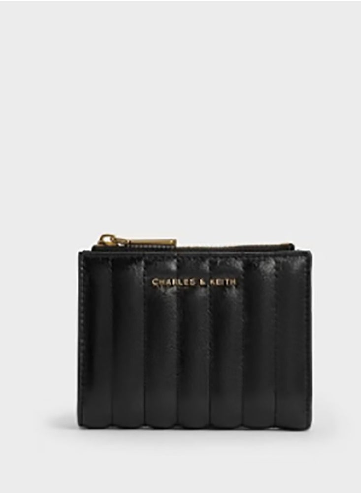 Donna Crinkle-Effect Panelled Top-Zip Wallet - Black