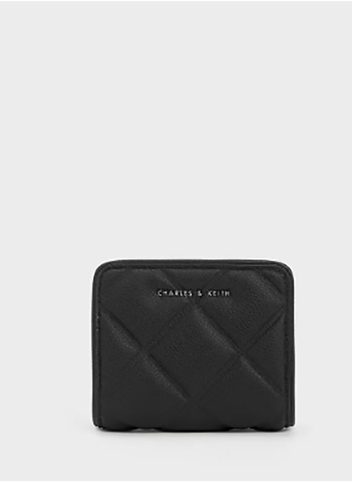 CHARLES & KEITH Anwen Quilted Zip-Around Wallet - Black