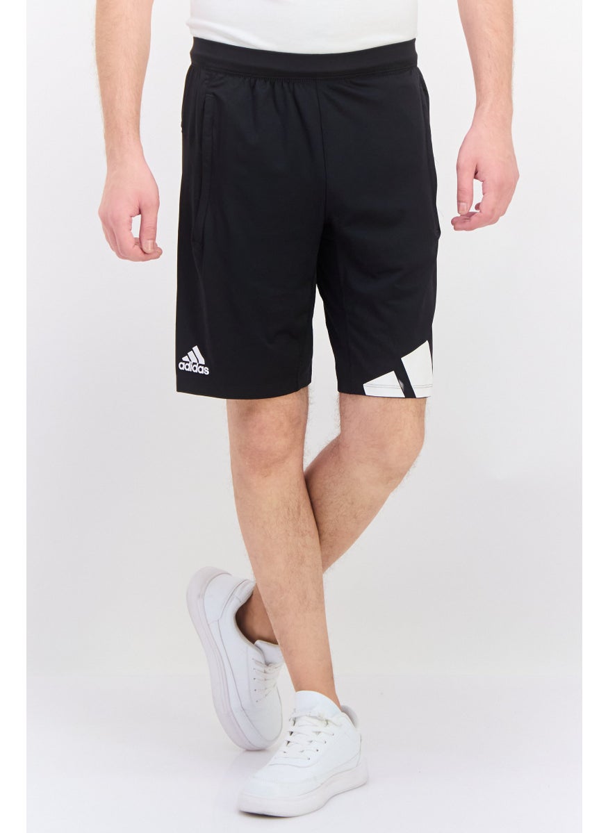 Men Sportswear Fit Brand Logo Training Shorts, Black