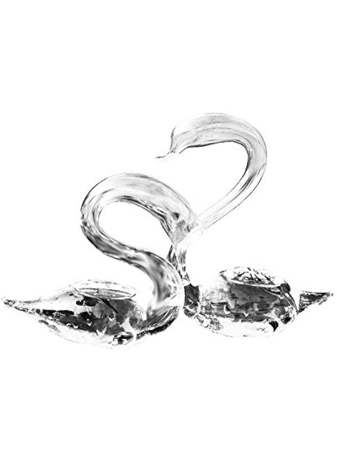 1 Pair Swan Shape Plants Flower Vase Clear Valentines Gifts