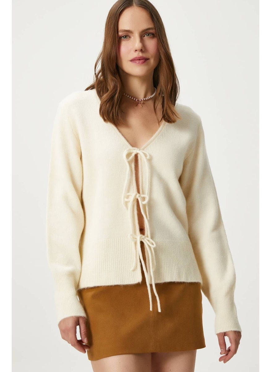 Women's Tena Laced Cream Knit Cardigan