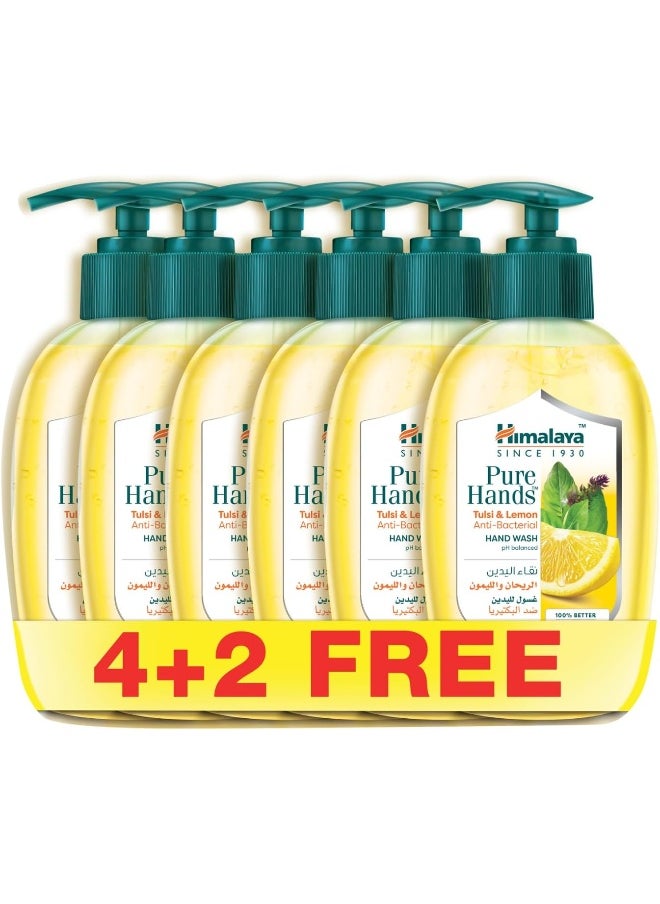 Himalaya Since 1930 PURE HANDS TULSI & LEMON Anti-Bac. HAND WASH 250mlx6