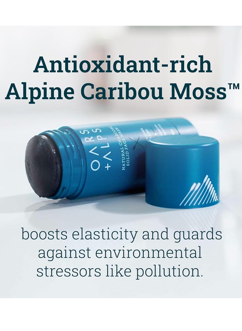 Oars + Alps Face Wash with Activated Charcoal, Valentines Gifts for Him, Dermatologist Tested Exfoliating Facial Cleanser, Travel Size, 1.2 Oz
