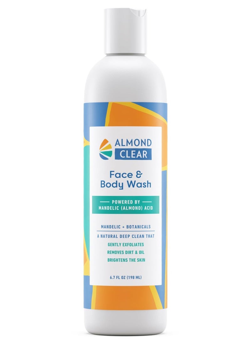 Face & Body Wash [6.7 Fl Oz] Skin Care for Acne and Folliculitis-Prone Skin - Gentle Everyday Exfoliating Cleanser with Mandelic Acid and Botanicals