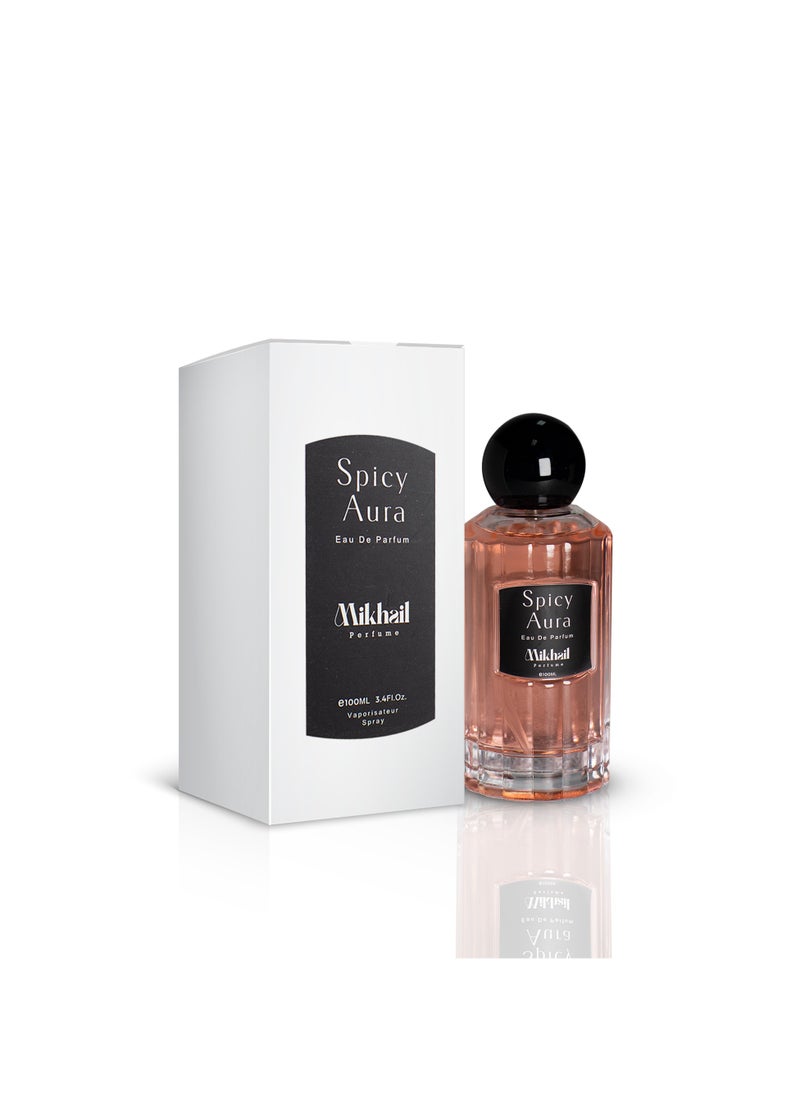 Spicy Aura by Mikhail | Bold & Sophisticated Woody Spicy Perfume for Women | Long-Lasting Eau de Parfum with Warm & Intense Notes | Alluring & Seductive Fragrance for Confident Women