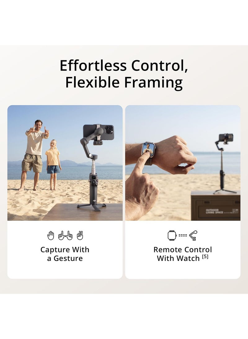 Osmo Mobile 7P Gimbal Stabilizer for iPhone, Android, Native Tracking, Lighting, 3-Axis Phone Gimbal, Quick Launch, One-Tap Edit, Built-in Extension Rod & Tripod, 10hrs Use, Phone Charging Black