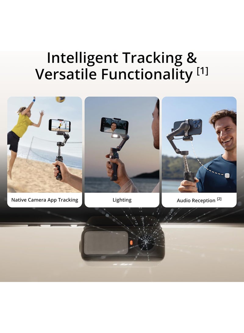 Osmo Mobile 7P Gimbal Stabilizer for iPhone, Android, Native Tracking, Lighting, 3-Axis Phone Gimbal, Quick Launch, One-Tap Edit, Built-in Extension Rod & Tripod, 10hrs Use, Phone Charging Black