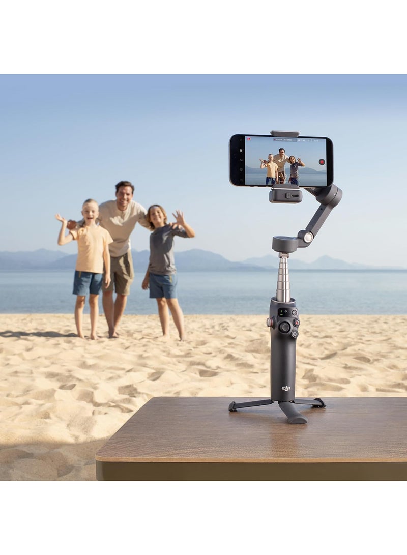 Osmo Mobile 7P Gimbal Stabilizer for iPhone, Android, Native Tracking, Lighting, 3-Axis Phone Gimbal, Quick Launch, One-Tap Edit, Built-in Extension Rod & Tripod, 10hrs Use, Phone Charging Black