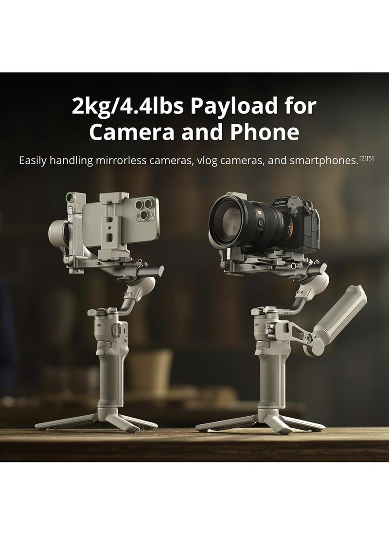 RS 4 Mini Combo, Gimbal Stabilizer for Camera Canon/Sony/Panasonic/Nikon/Fujifilm, Auto Axis Locks, Intelligent Tracking, 2kg/4.4lbs Payload, Camera Gimbal, Briefcase Handle