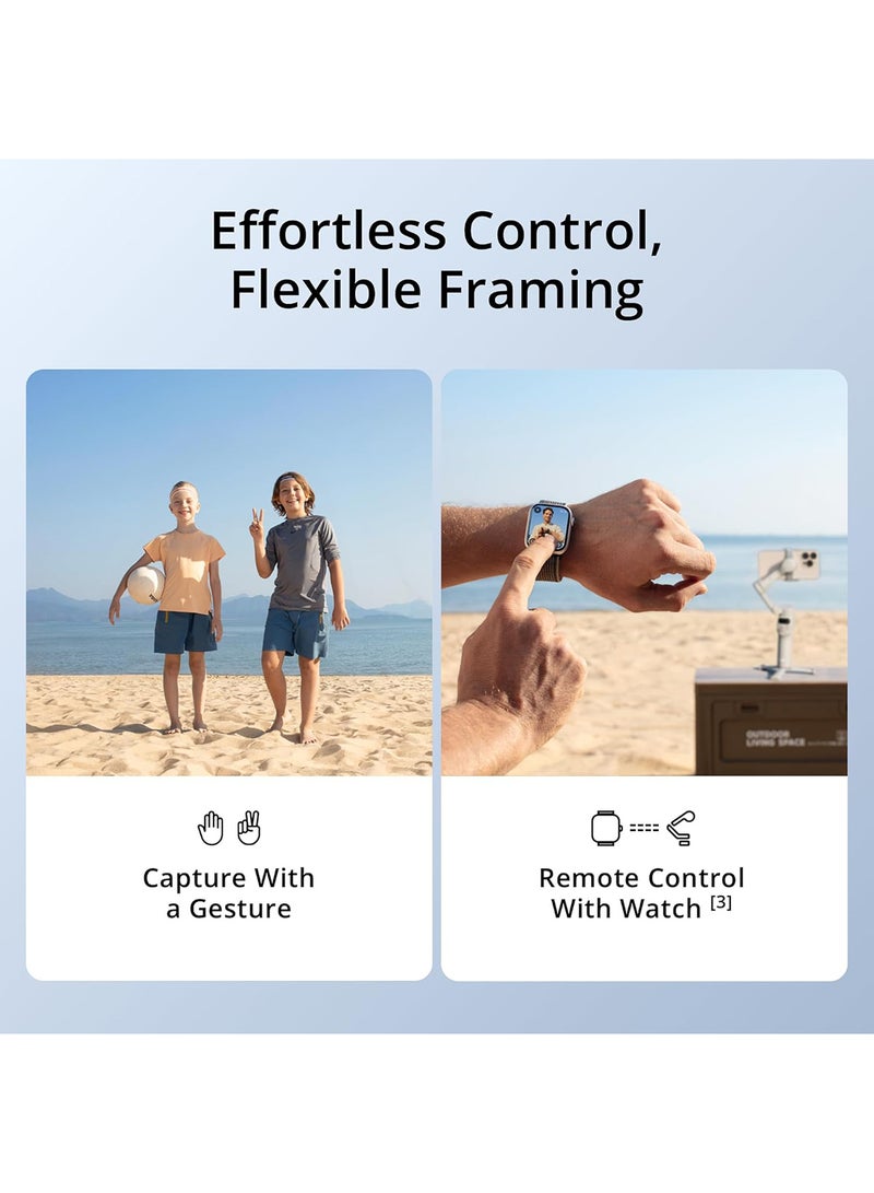 Osmo Mobile 7 Gimbal Stabilizer for iPhone, Android, Built-in Tripod, Ultra-Light, Comfortable Grip, 3-Axis Phone Gimbal, ActiveTrack 7.0, ShotGuides, One-Tap Edit, 10hrs Use, Phone Charging Grey