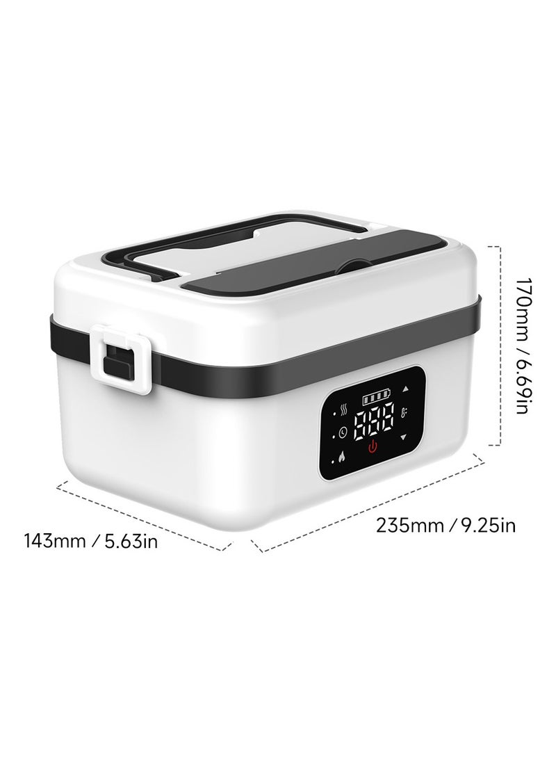 Rechargeable Heated Lunch Box – Wireless Self-Heating Bento Box with 304 Stainless Steel Liner, Fast Heating, Large Capacity, Portable & Safe for Work, Travel, and Study