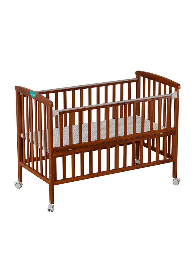 Baby Wooden Portable Crib, 129 X 69 X 96 CM, Golden Brown, 0 To 4 Years