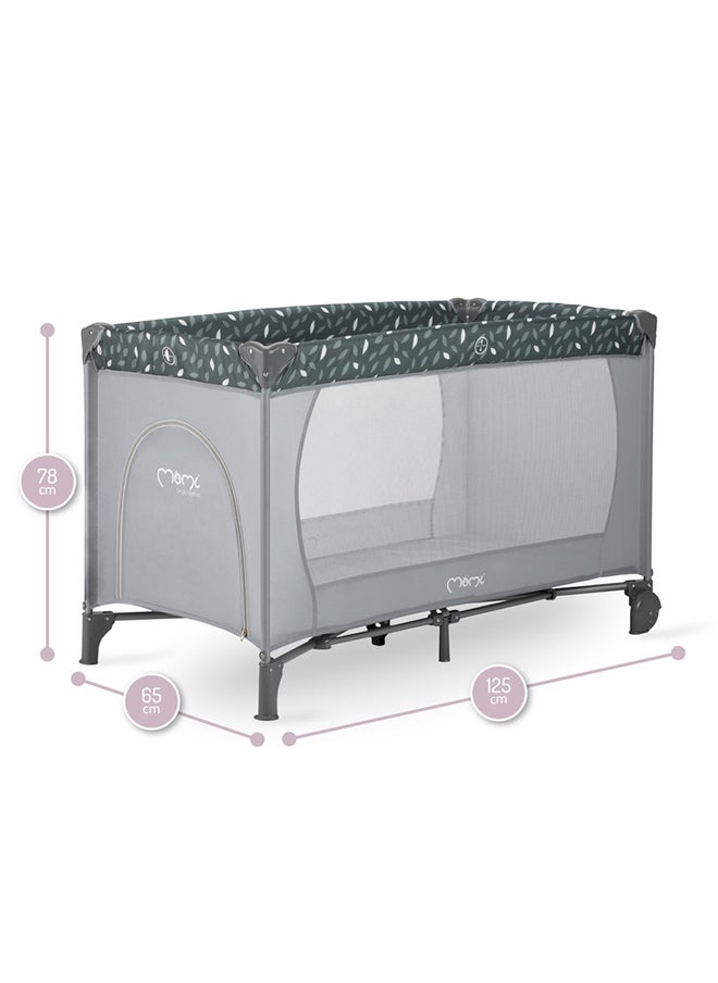 Belove Baby Crib Travel Cot, Foldable Lightweight Breathable Baby Playpen, Comfortable Sleeping Crib With Carrying Case Easy2Transport For 0+ Months - Grey