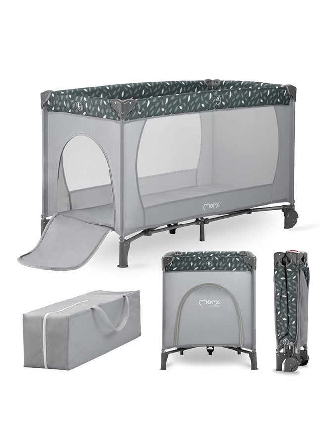 Belove Baby Crib Travel Cot, Foldable Lightweight Breathable Baby Playpen, Comfortable Sleeping Crib With Carrying Case Easy2Transport For 0+ Months - Grey