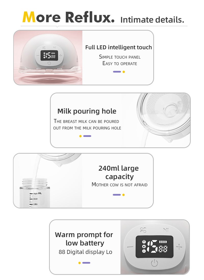 Hands Free Breast Pump with 3 Mode & 15 Levels, Portable Wearable Breast Pump, 1200mAh Long Battery Life , Electric Breast Pump, Smart Display