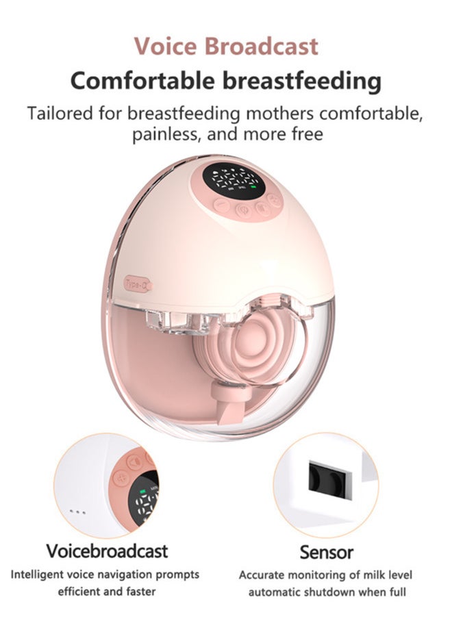 Wearable Electric Breast Pump with Voice Broadcast, Hands Free Breast Pump 4 Mode & 12 Levels, Breast Pump Low Noise with Smart LED Display