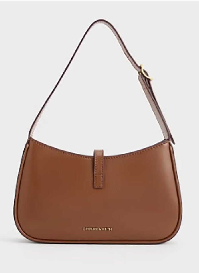 Cesia Metallic Accent Shoulder Bag - Chocolate