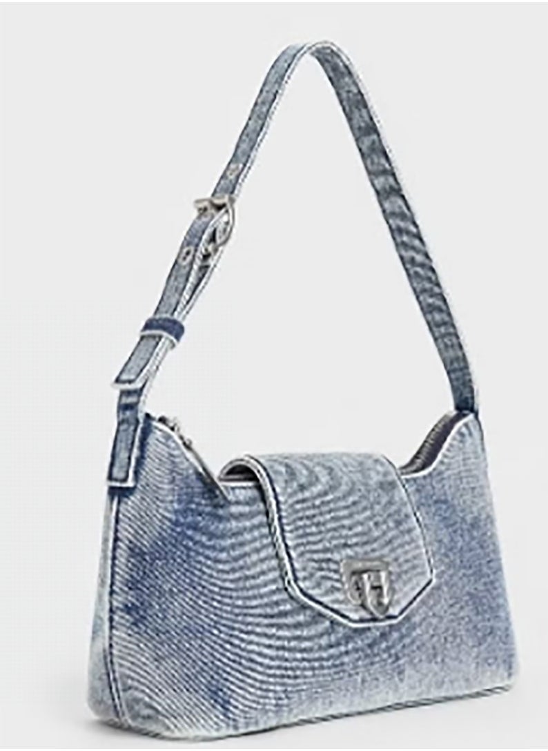 Arwen Denim Belted Shoulder Bag &Crossbody Bag - Denim Blue