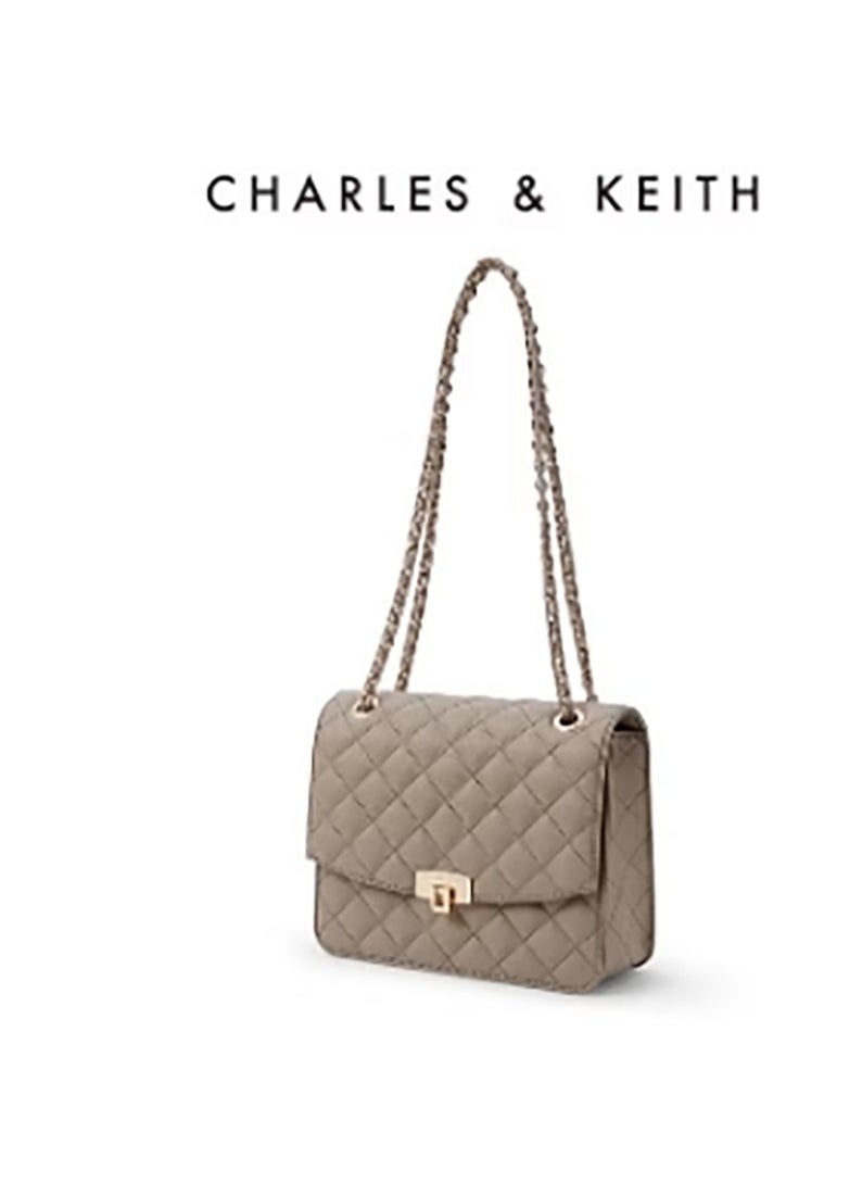 Quilted Chain Strap Bag & Shoulder Bag - Taupe