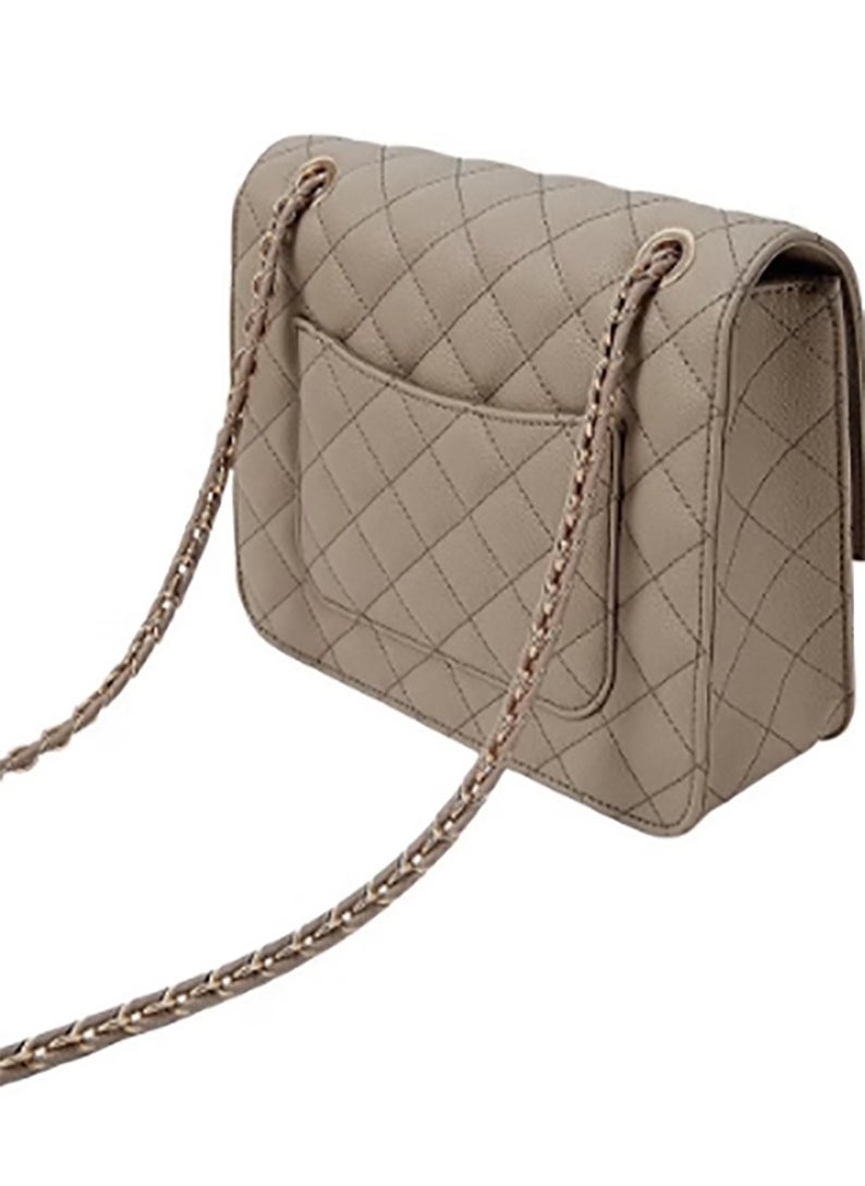 Quilted Chain Strap Bag & Shoulder Bag - Taupe