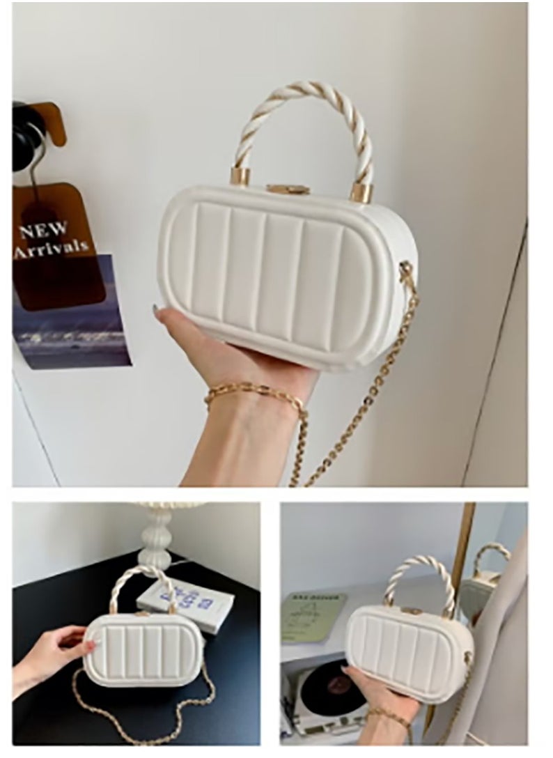 Women's Textured Shoulder Bag, Ladies Simple Top Handle Crossbody Bag Sling Bag Side Bag, Solid Color PU Leather Tote Bag Handbag Clutch Bag(White)