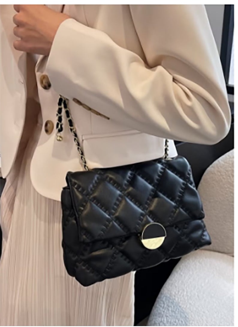 Women's New Simple Shoulder Bag, Ladies Trendy and Versatile Chain Tote Bag Handbag Clutch Bag Carrying Bag, Textured PU Leather Underarm Bag Crossbody Bag Sling Bag Side Bag