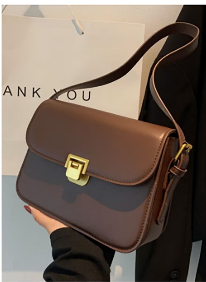 Women's Temperament Retro Shoulder Bag, Ladies Fashion Trend Crossbody Bags Sling Bag Side Bag Carry Bag, Flap PU Leather Small Square Bag Gift Bag for College Students and Teenagers