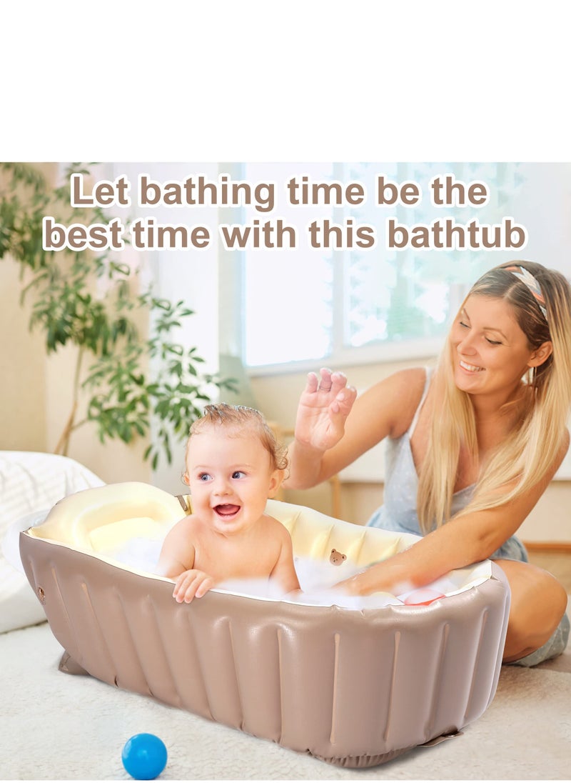 Inflatable Bathtub for Toddlers Portable Baby Tub with Built-in Air Pump Collapsible Design for Easy Storage Perfect for Newborns to Infants