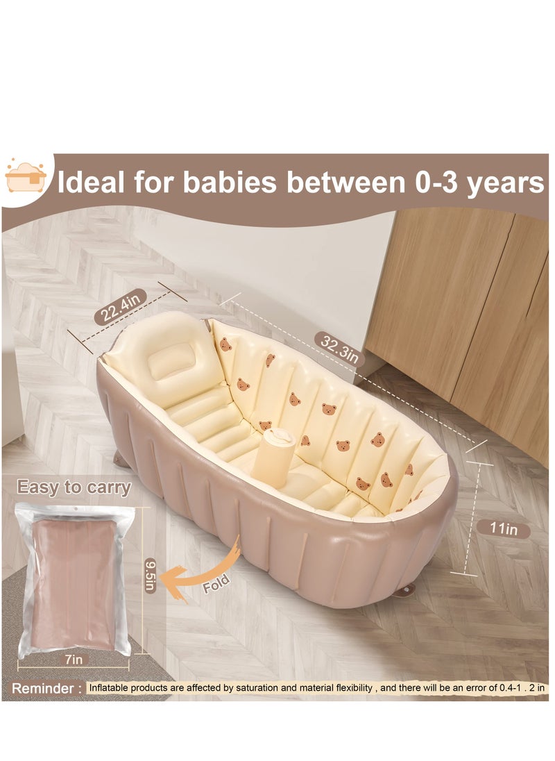 Inflatable Bathtub for Toddlers Portable Baby Tub with Built-in Air Pump Collapsible Design for Easy Storage Perfect for Newborns to Infants