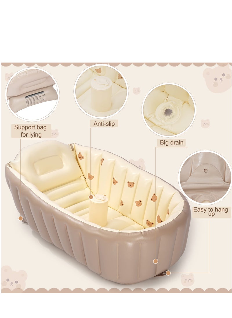 Inflatable Bathtub for Toddlers Portable Baby Tub with Built-in Air Pump Collapsible Design for Easy Storage Perfect for Newborns to Infants