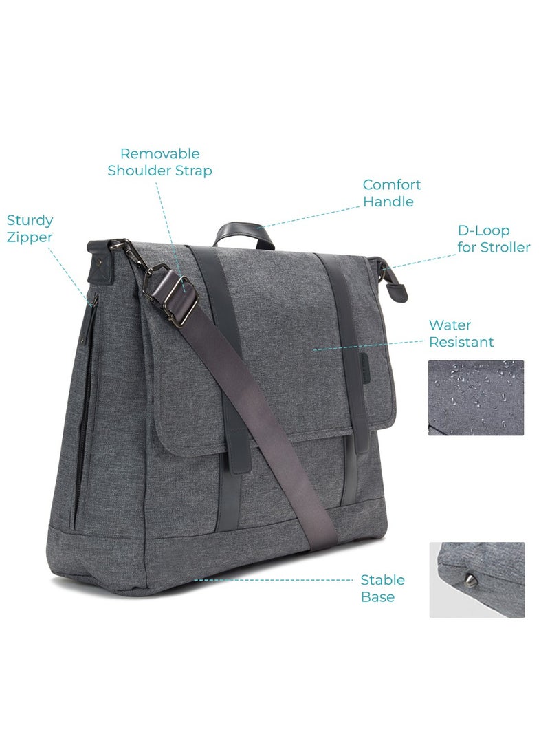 Little Story Dad's Diaper Bag w/ Changing Mat & Stroller Straps - Grey