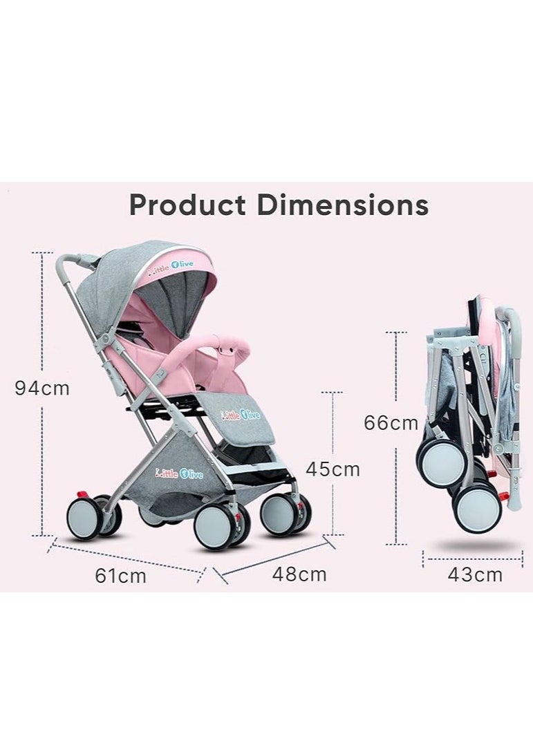 Little Olive  Stroller for Kids - Lightweight, Easy to Handle, Suitable for Toddlers and Young Children-Gray