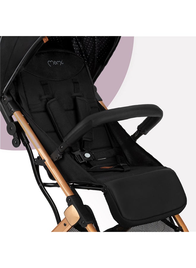 Estelle Gold Is A Premium Baby Stroller Featuring A Golden Frame, A Spacious Basket, Five-Point Safety Belts, Easy Maneuverability, And Shock Absorption For Age 6+ Months