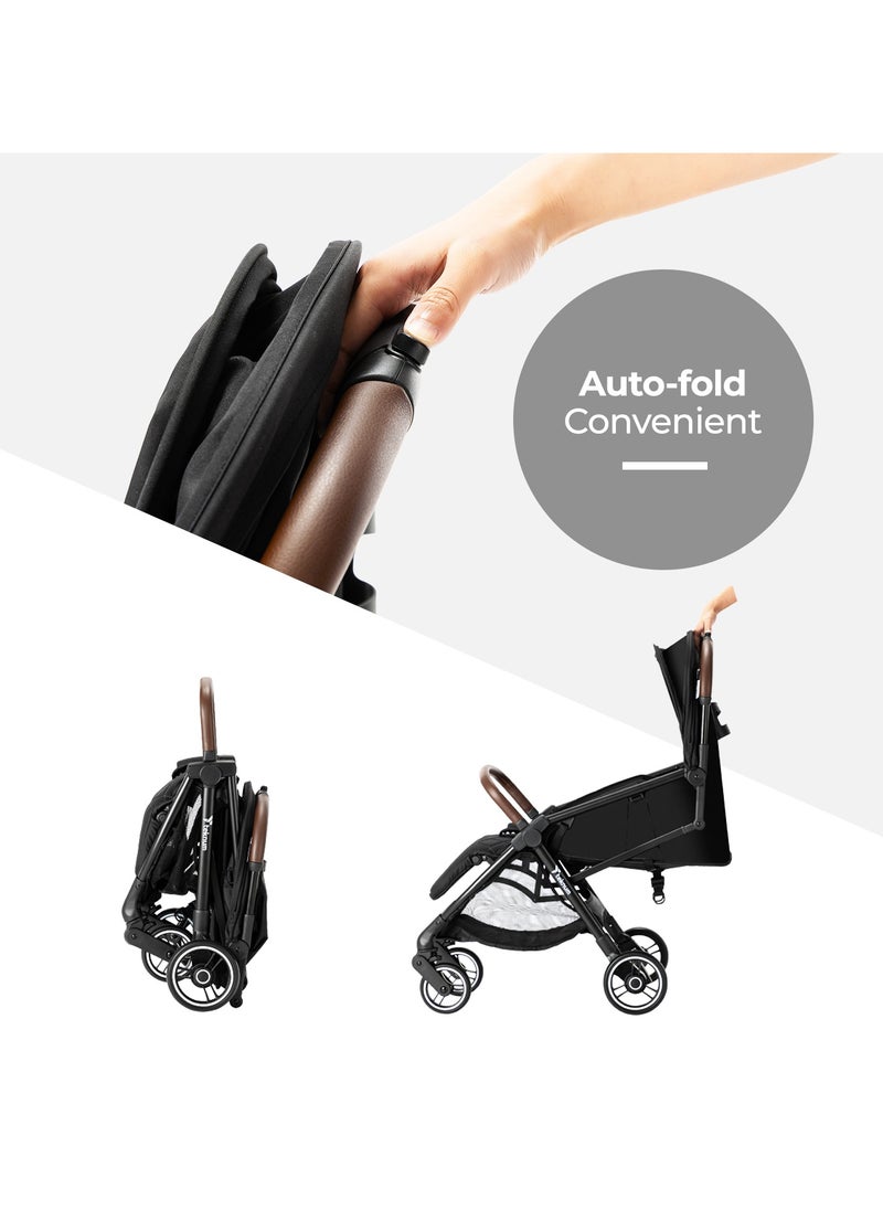 Teknum Travel EXPLORER 2 Auto Fold Stroller  with Grey Dad's Diaper Hand Bag - Black