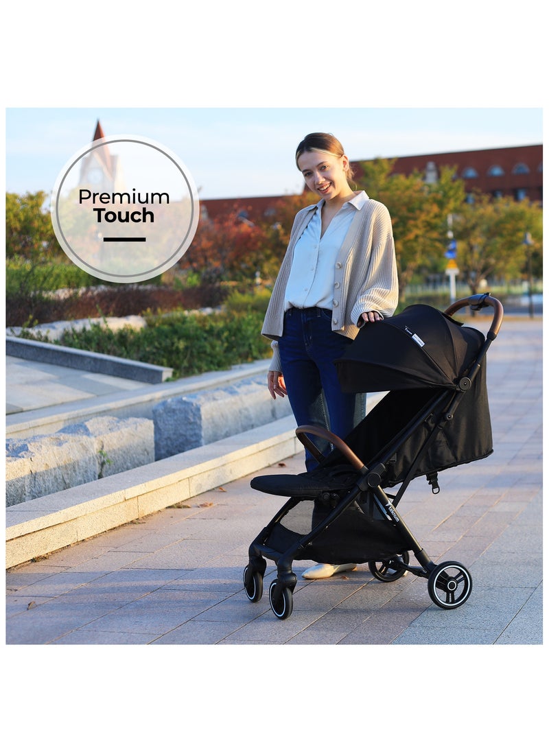 Teknum Travel EXPLORER 2 Auto Fold Stroller  with Grey Dad's Diaper Hand Bag - Black