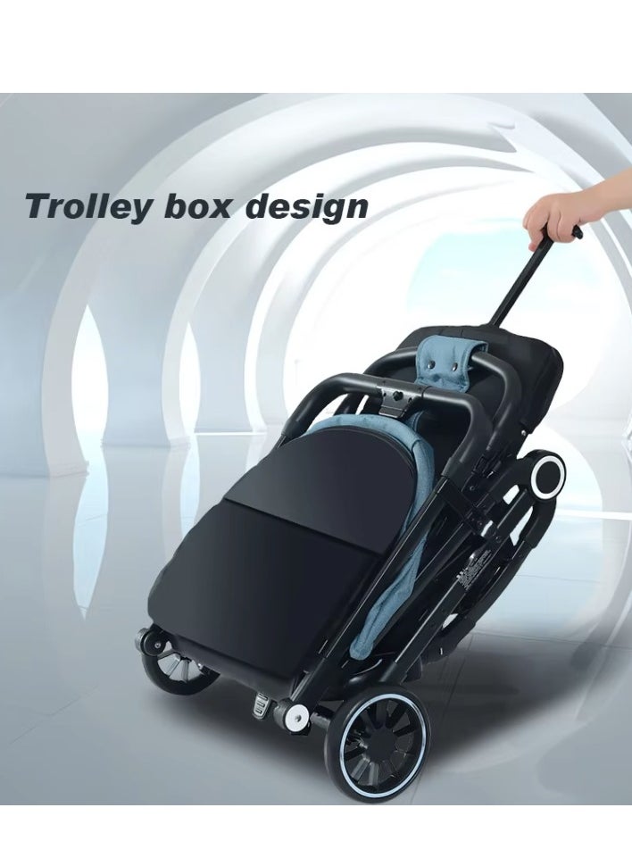 Baby Stroller Pram Easy Folding Portable -Blue