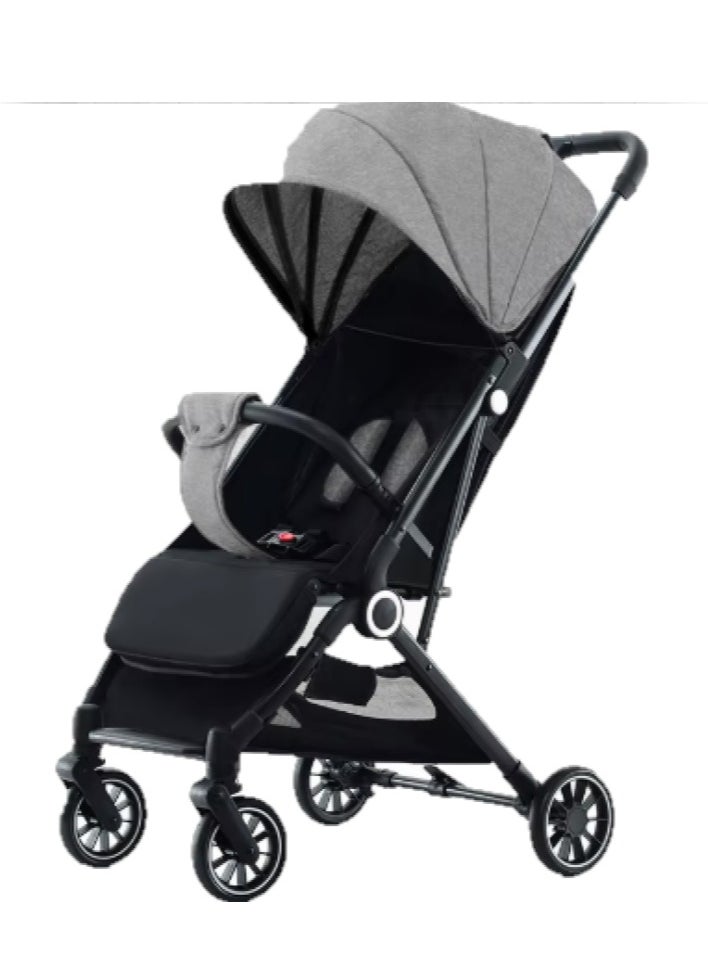 Baby Stroller Pram Easy Folding Portable -Grey