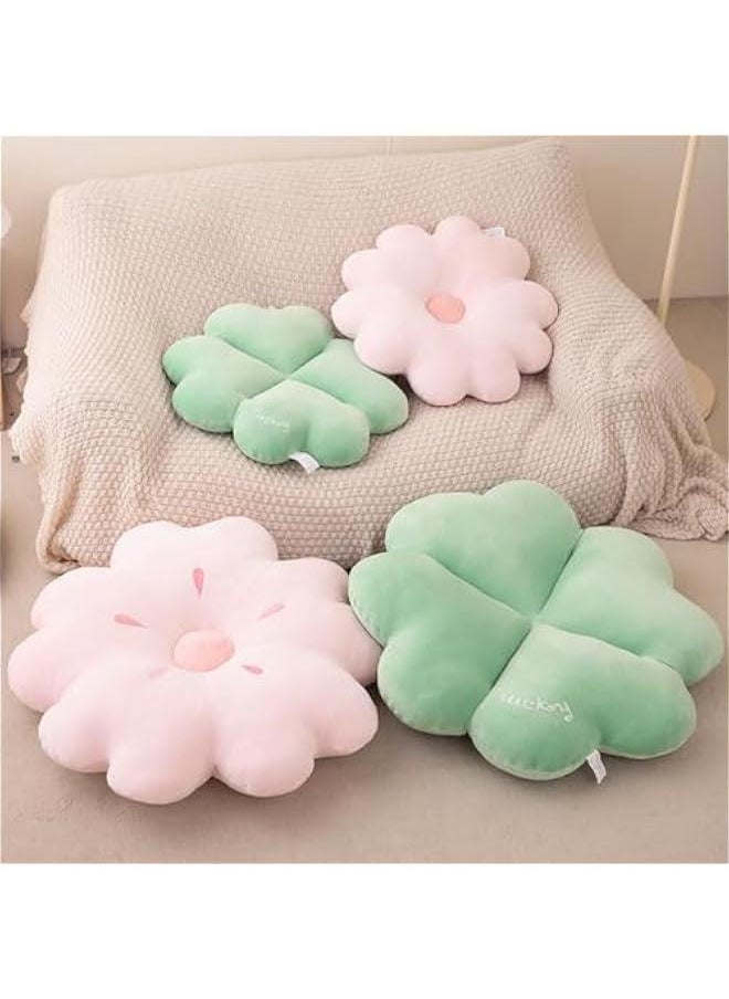 Four-Leaf futon Cushion Reading Rest Cushion Cherry Blossom Living Room Throw Pillow (17.7in, Four Leaf Clover)