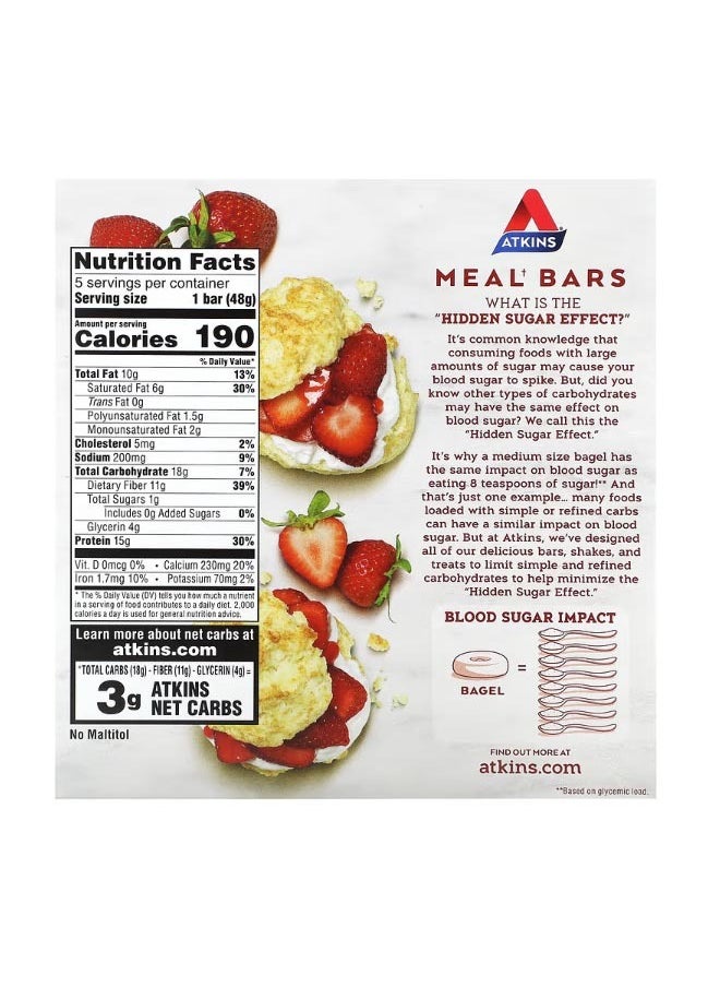 Protein Meal Bar Strawberry Shortcake Bar 5 Bars 1.69 oz 48 g Each