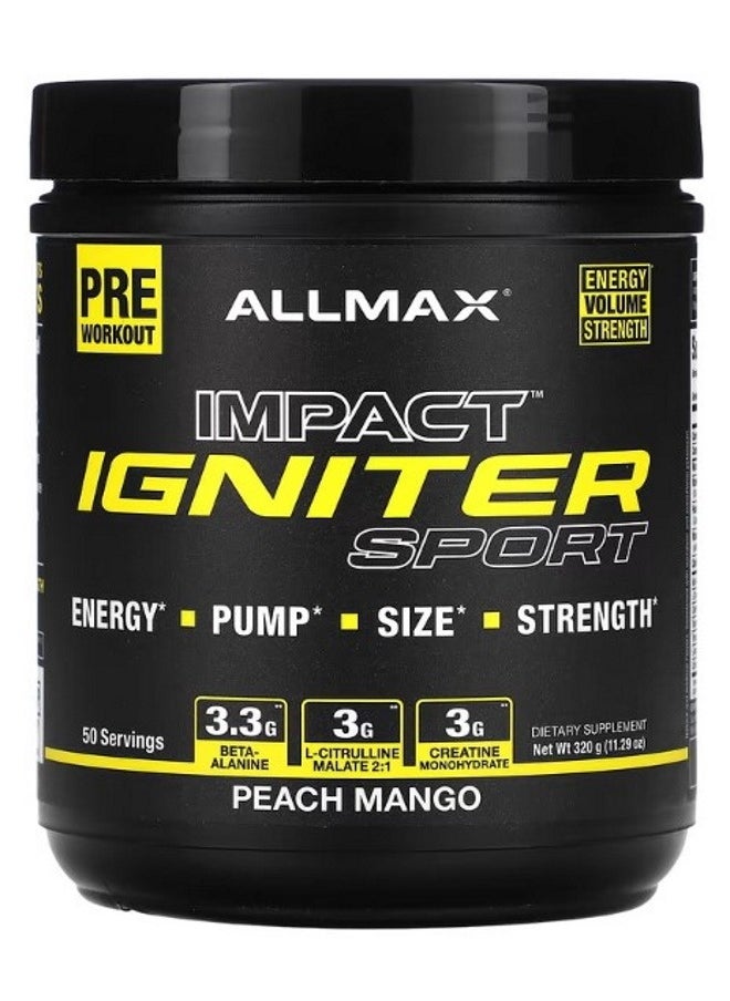 IMPACT Igniter Sport  PreWorkout Peach Mango 11.29 oz 320 g