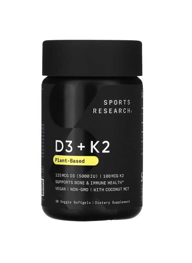 Plant Based D3   K2 30 Veggie Softgels