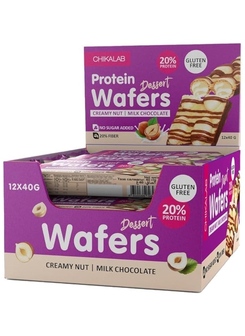 Protein Wafers Creamy Nut+Milk Choco 40g pack of 12