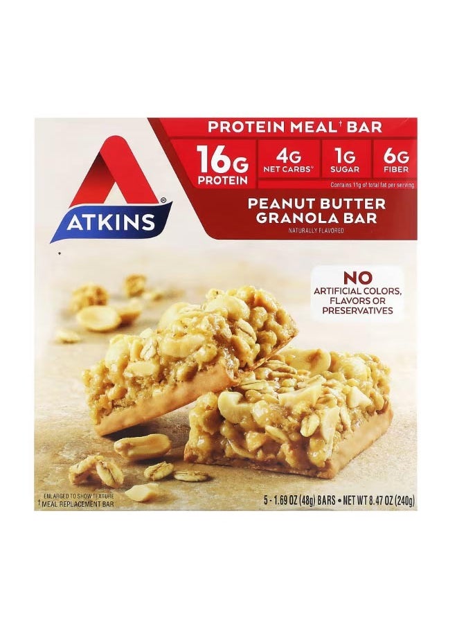 Protein Meal Bar Peanut Butter Granola Bar 5 Bars 1.76 oz 50 g Each