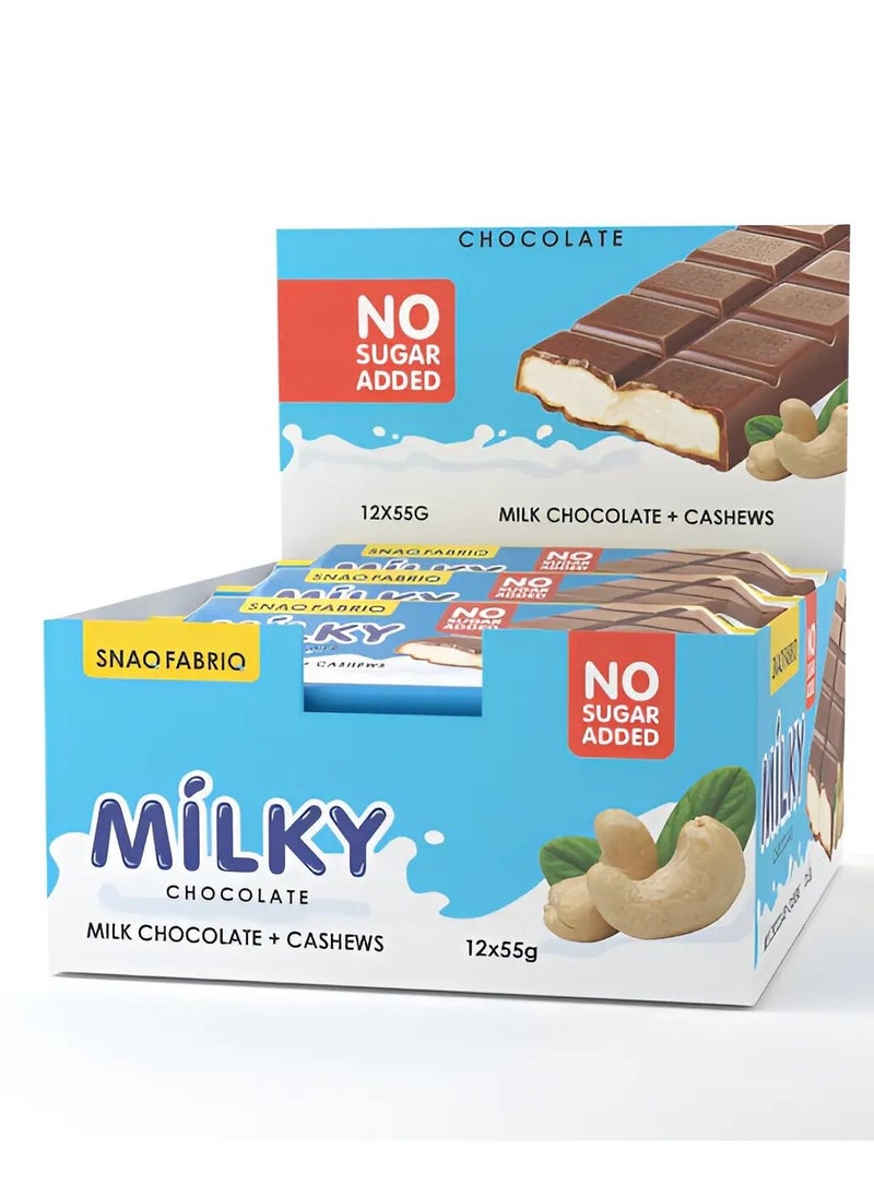 Snaq Fabriq, Protein Milky Chocolate, Milk Chocolate+Cashews, 12x55g