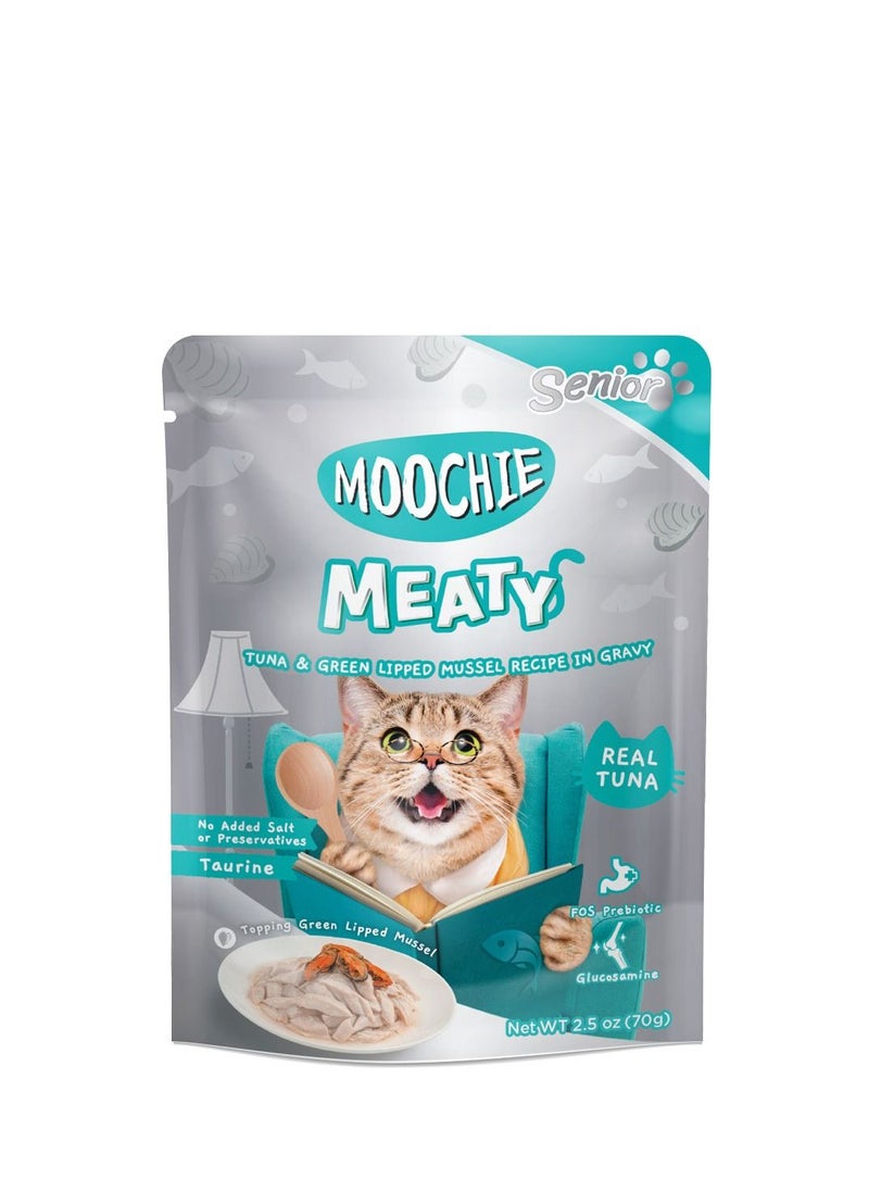 Moochie Cat Food  Tuna & Green Lipped Mussel Recipe in Gravy  Pouch 12 x 70g