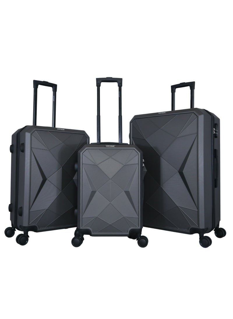 3PCS Hardside Trolley Luggage Set with Expandable Zipper, Multi Directional Wheels,  Combination Number Lock